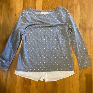 LOFT Charcoal Top with White Dots